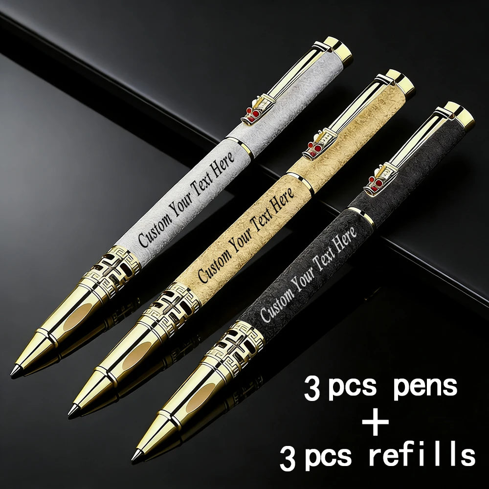 3 pcs Custom Personalized Gel Pen Refills School Things Supply Stationery Store Metal Ballpoint Office Accessories Writing